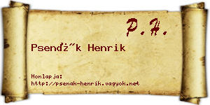 Psenák Henrik névjegykártya