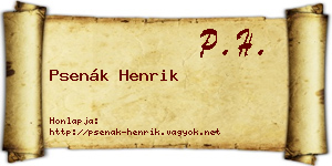 Psenák Henrik névjegykártya